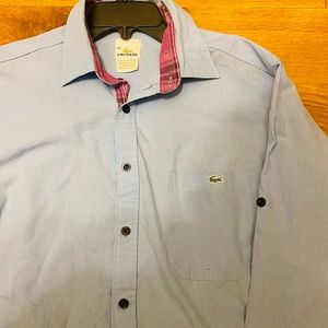 Mens Lacoste Button Down Shirt Blue Size 40